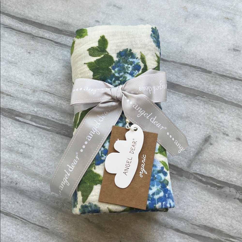 Angel Dear Blue and Green Floral Blanket